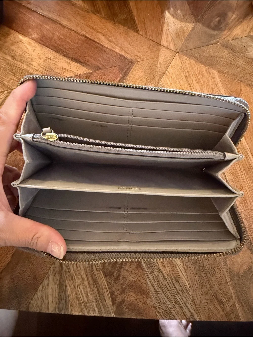 Coach Silver Grat Snake-Print Zip Wallet